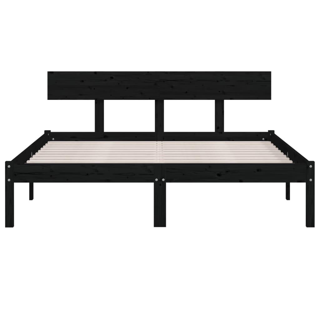 Bed Frame without Mattress Black Solid Wood 140x190 cm