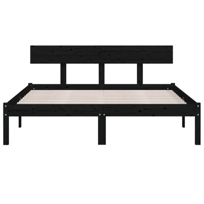 Bed Frame without Mattress Black Solid Wood 140x190 cm