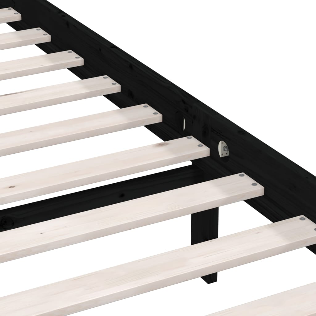 Bed Frame without Mattress Black Solid Wood 140x190 cm