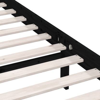 Bed Frame without Mattress Black Solid Wood 140x190 cm