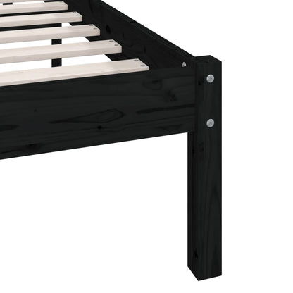Bed Frame without Mattress Black Solid Wood 140x190 cm