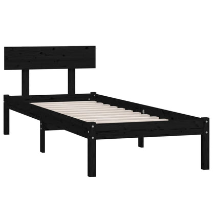 Bed Frame | Black | Solid pinewood | Single | Durable | Bed Frame