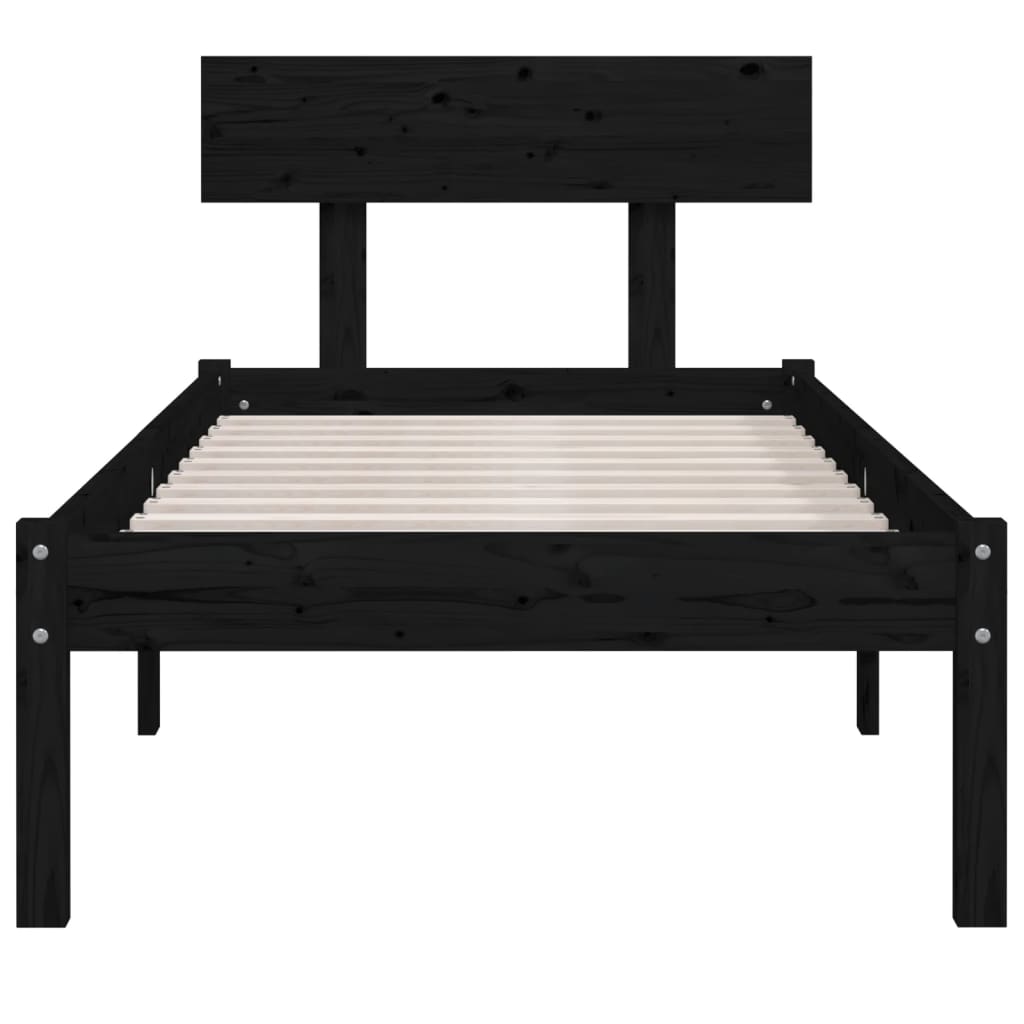 Bed Frame | Black | Solid pinewood | Single | Durable | Bed Frame