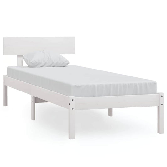 Bed Frame without Mattress White Solid Wood 100x200 cm