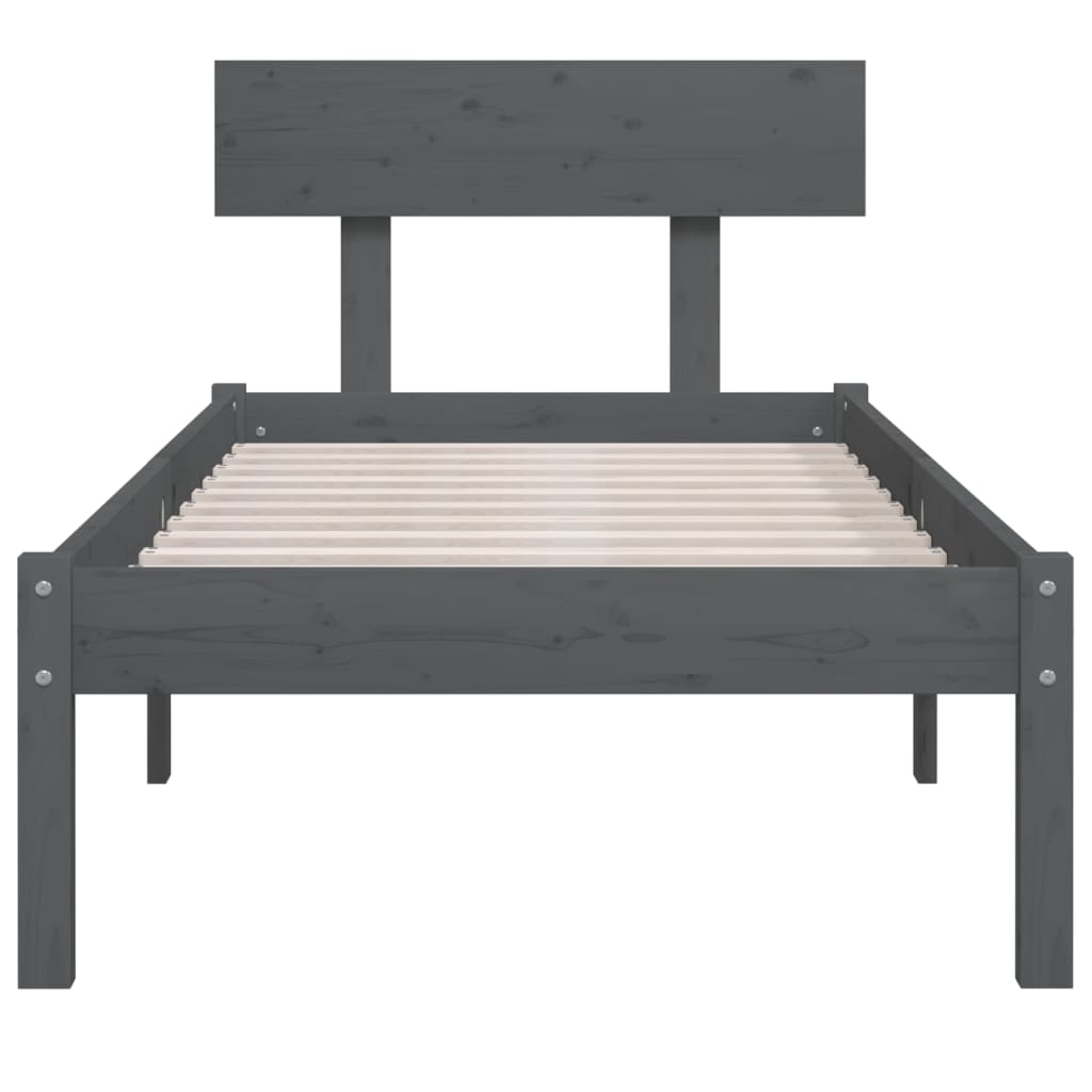 Bed Frame | Grey | Solid pine wood | Single | Classic/Traditional