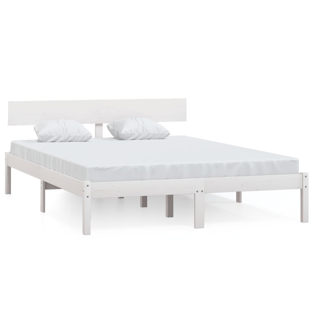 Bed Frame | White | Solid Pine Wood | Double | Minimalistic | Bed Frame