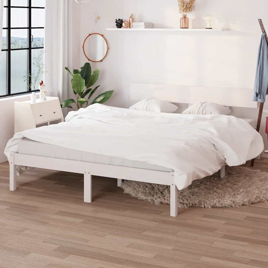 Bed Frame without Mattress White Solid Wood 120x200 cm