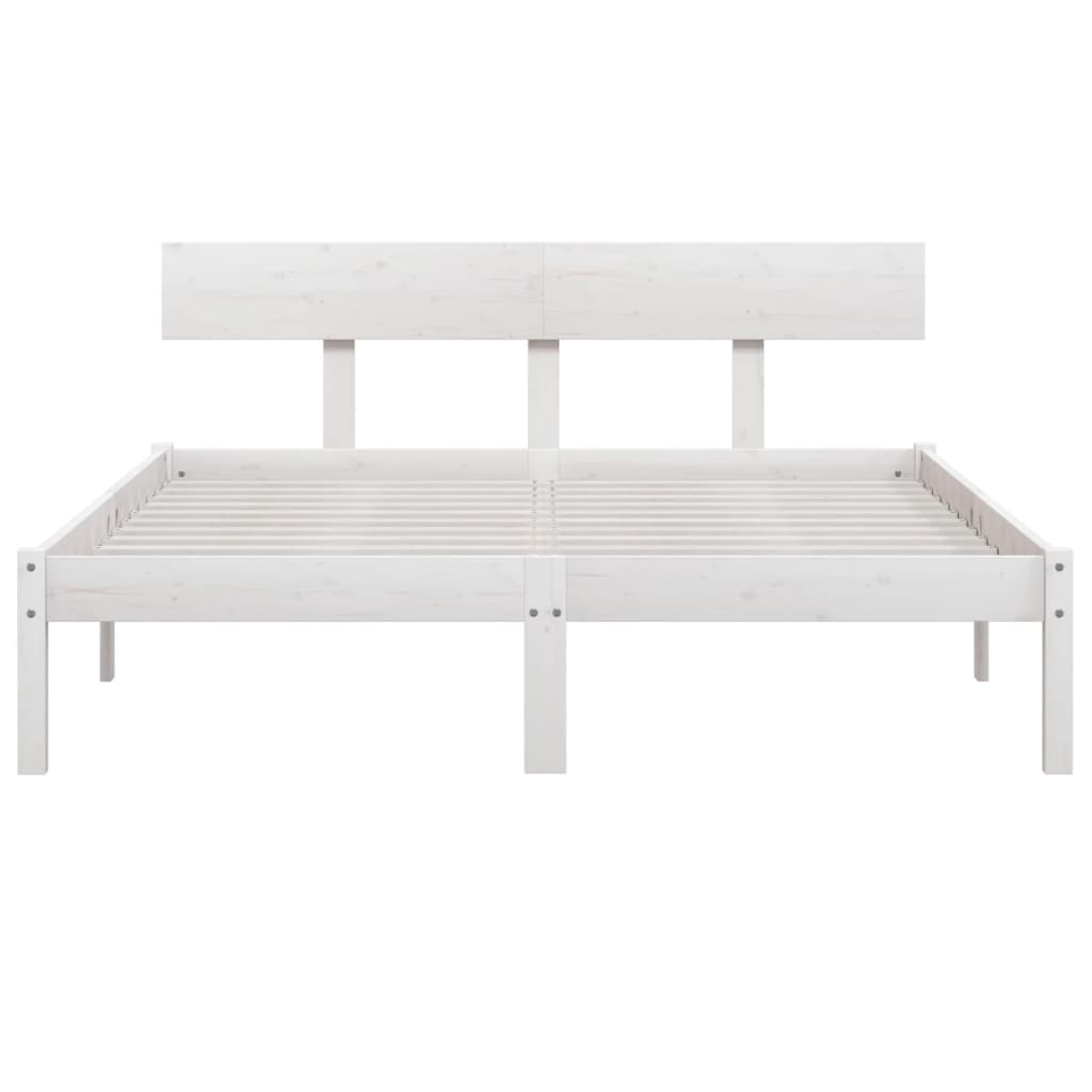 Bed Frame | White | Solid pine wood | 140x200 cm | Durable | Bed Frame