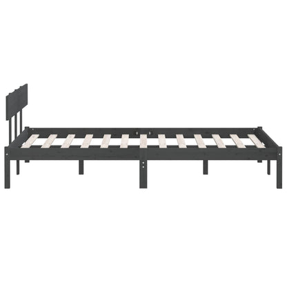 Bed Frame without Mattress Grey Solid Wood Pine King Size