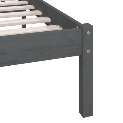 Bed Frame without Mattress Grey Solid Wood Pine King Size