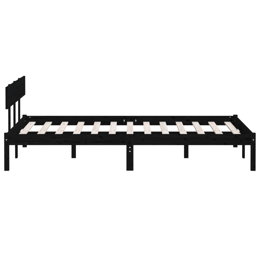 Bed Frame | Black | Solid pinewood | King | Durable | Bed Frame