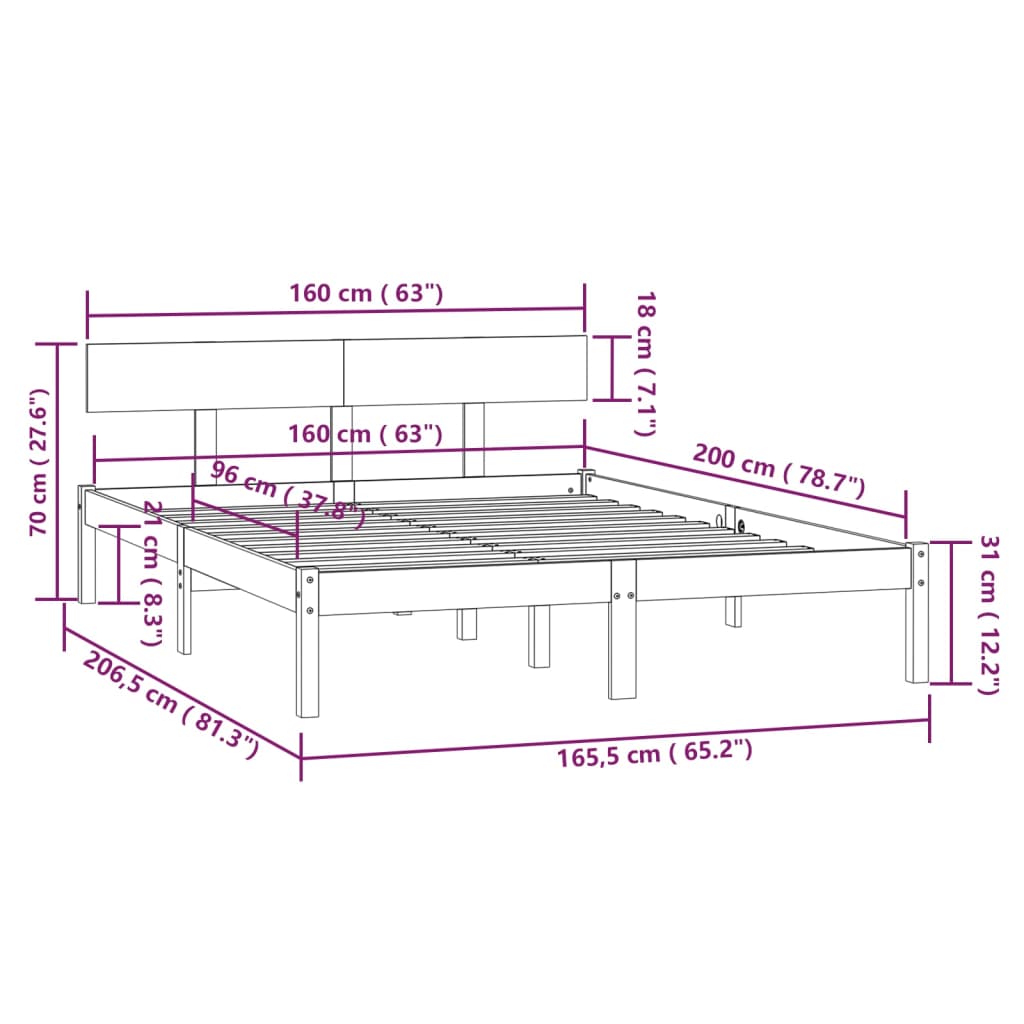 Bed Frame | Natural Pine | Solid pinewood | Double | Durable | Bed Frame