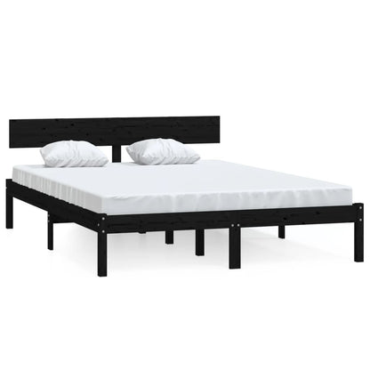 Bed Frame | Black | Solid Pinewood | Double | Sturdy | Bed Frame