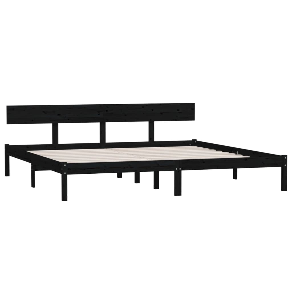 Bed Frame | Black | Solid pinewood | Super King |  Sturdy | Bed Frame