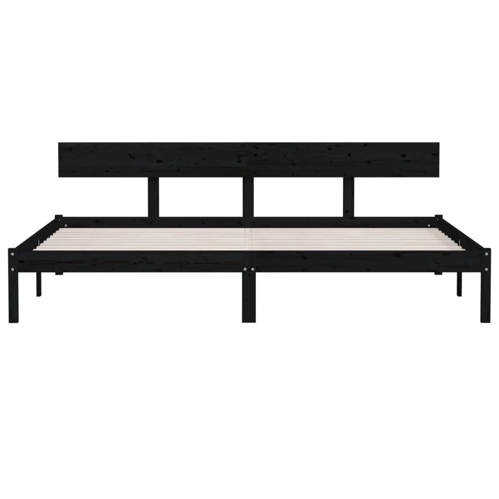 Bed Frame | Black | Solid pinewood | Super King |  Sturdy | Bed Frame