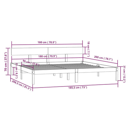 Bed Frame | Black | Solid pinewood | Super King |  Sturdy | Bed Frame