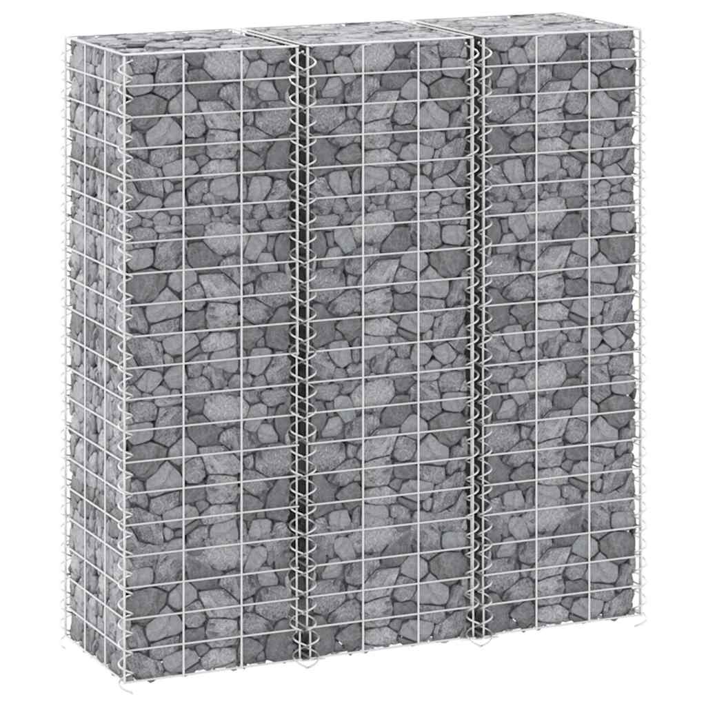 Gabion Raised Beds 3 pcs 30x30x100 cm Iron