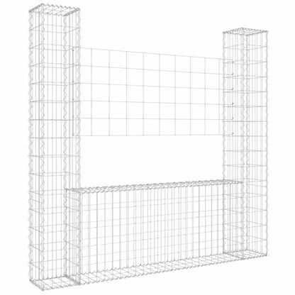 U-shape Gabion Basket with 2 Posts Iron 140x20x150 cm