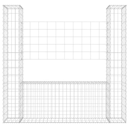 U-shape Gabion Basket with 2 Posts Iron 140x20x150 cm