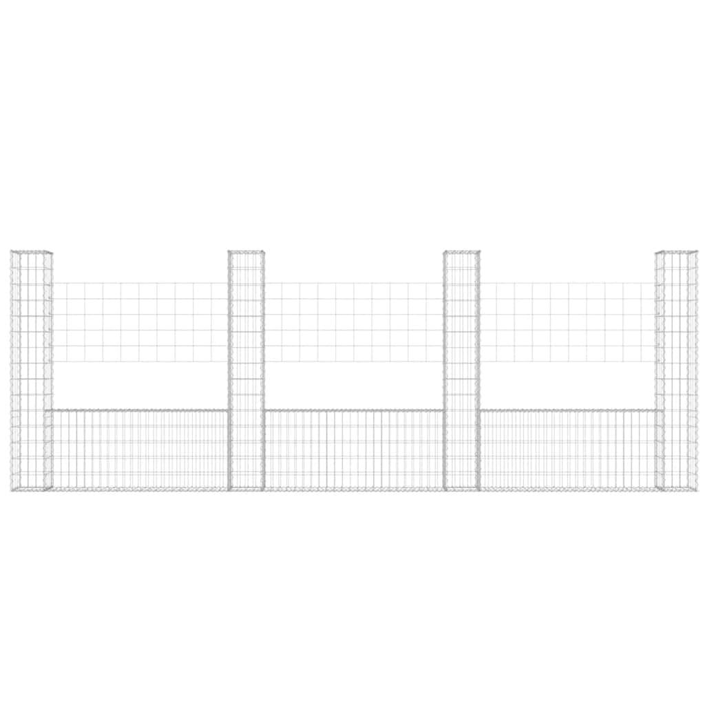 U-shape Gabion Basket with 4 Posts Iron 380x20x150 cm