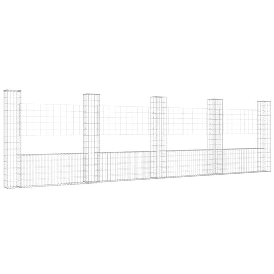 U-shape Gabion Basket with 5 Posts Iron 500x20x150 cm