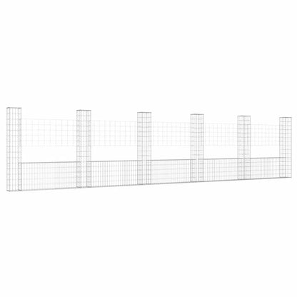 U-shape Gabion Basket with 6 Posts Iron 620x20x150 cm