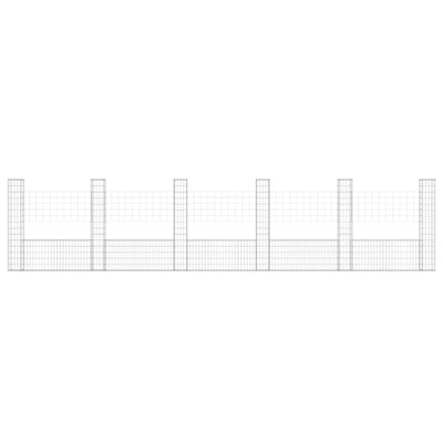 U-shape Gabion Basket with 6 Posts Iron 620x20x150 cm