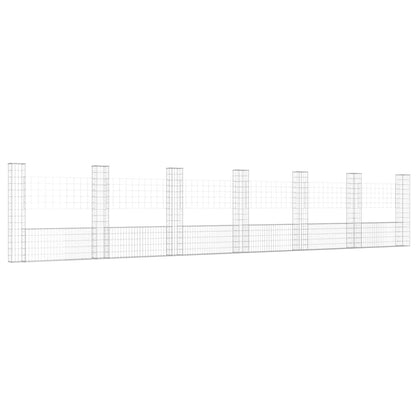 U-shape Gabion Basket with 7 Posts Iron 740x20x150 cm