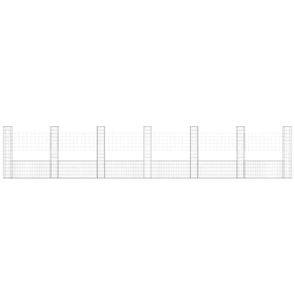 U-shape Gabion Basket with 7 Posts Iron 740x20x150 cm