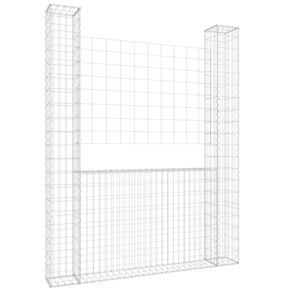U-shape Gabion Basket with 2 Posts Iron 55.1"x7.9"x78.7"