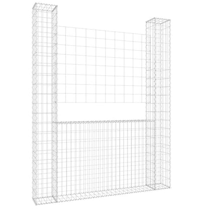 U-shape Gabion Basket with 2 Posts Iron 55.1"x7.9"x78.7"