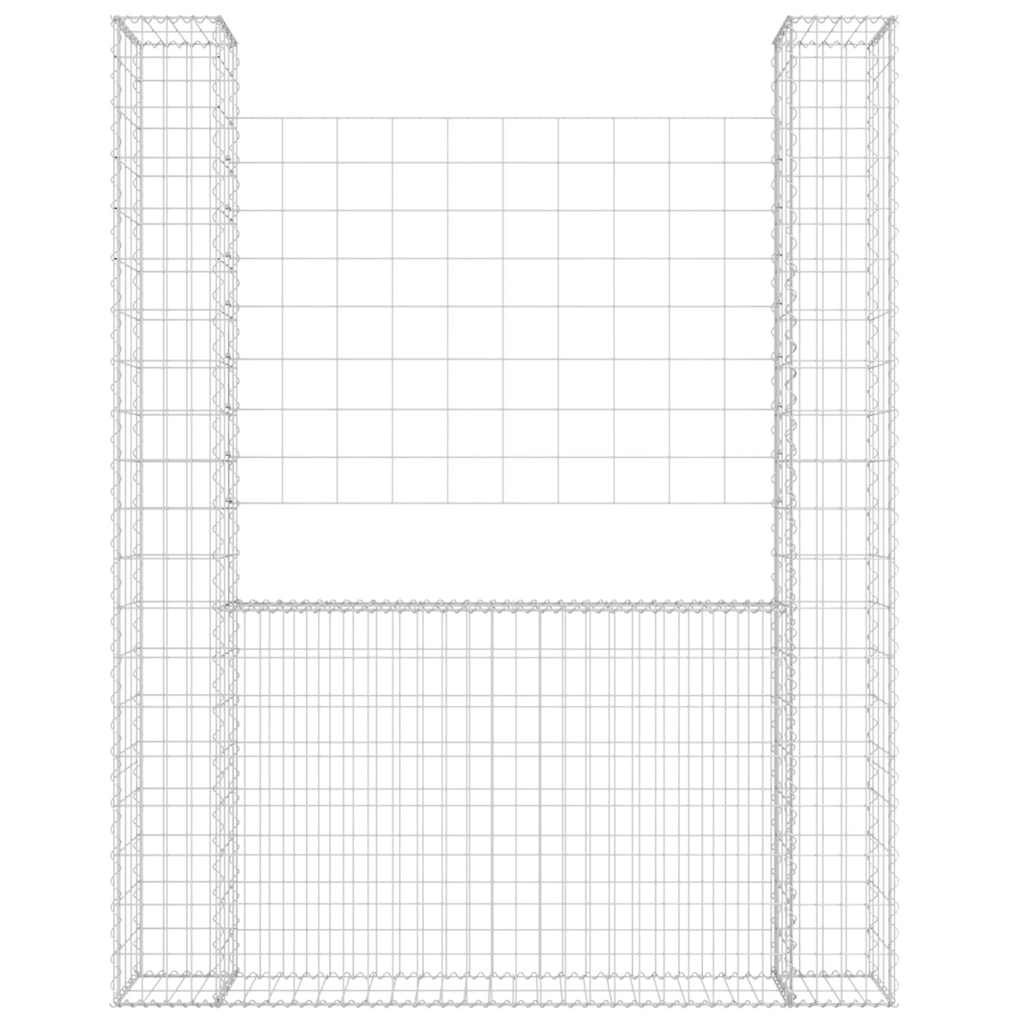 U-shape Gabion Basket with 2 Posts Iron 55.1"x7.9"x78.7"