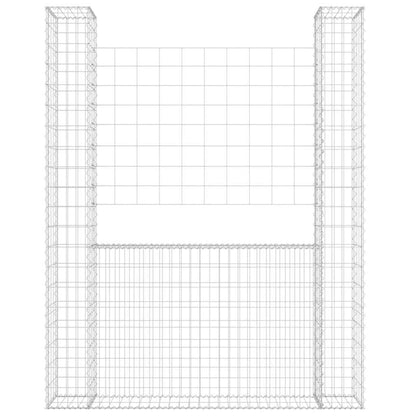 U-shape Gabion Basket with 2 Posts Iron 55.1"x7.9"x78.7"