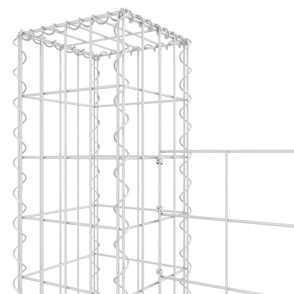 U-shape Gabion Basket with 2 Posts Iron 55.1"x7.9"x78.7"