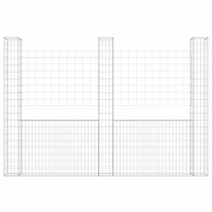 U-shape Gabion Basket with 3 Posts Iron 260x20x200 cm