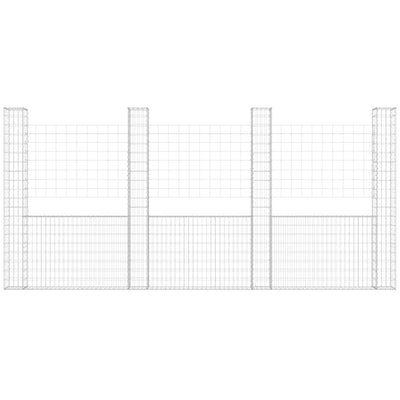 U-shape Gabion Basket with 5 Posts Iron 500x20x200 cm