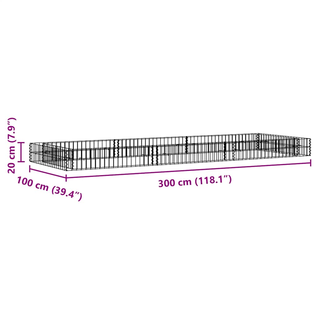 Gabion Raised Bed Galvanized Steel 118.1"x39.4"x7.9"