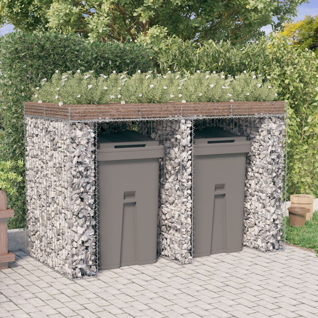 Gabion Wall for Garbage Bin 192x91x120 cm Galvanised Iron