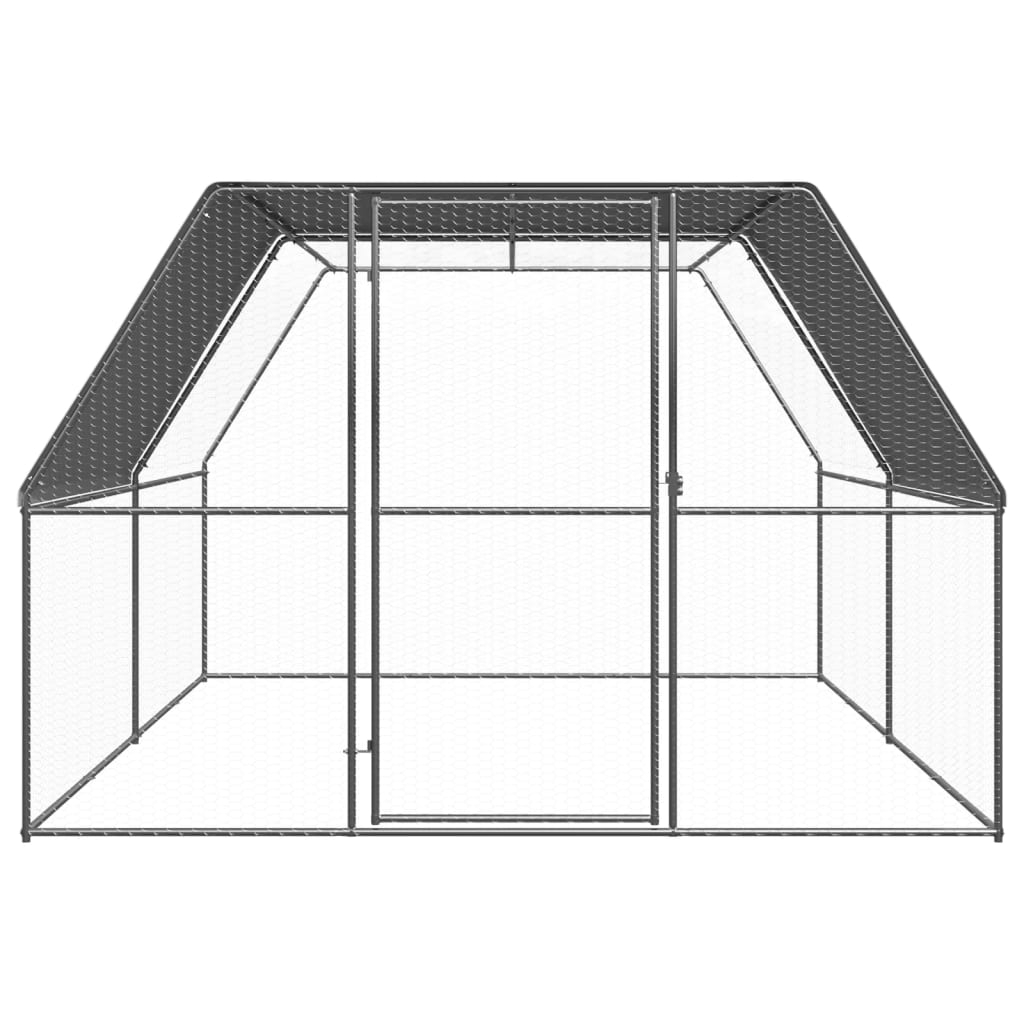 Chicken Cage Silver and silver gray Galvanized steel, Polyethylene