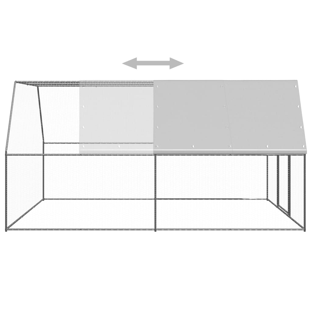 Chicken Cage Silver and silver gray Galvanized steel, Polyethylene