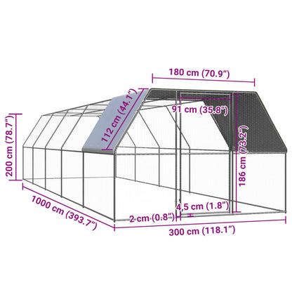 Chicken Cage Silver Galvanized steel Large Durable Chicken Coop