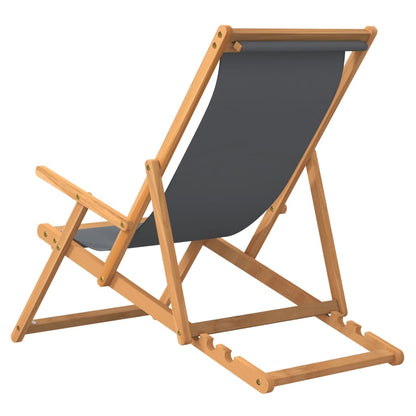 Folding Beach Chair Solid Wood Teak Grey