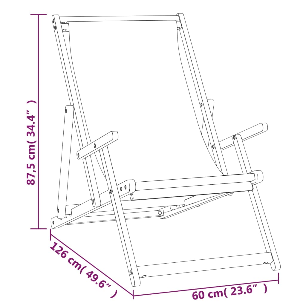 Folding Beach Chair Solid Wood Teak Grey