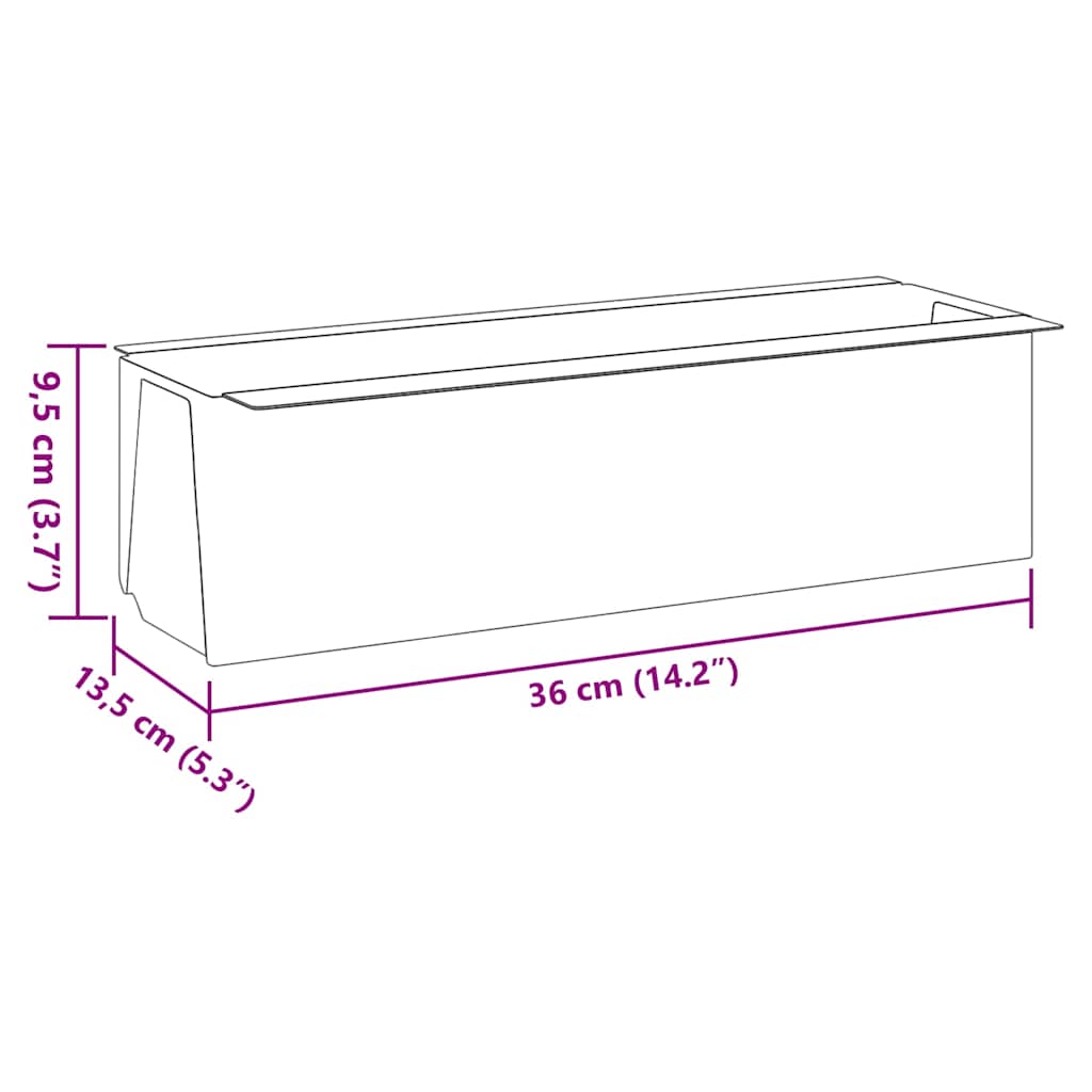 Flower Box Set of 12 Gray Polypropylene 14.2 in x 5.3 in x 3.7 in