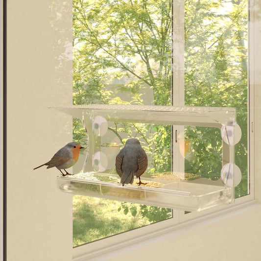 Window Bird Feeder | Transparent | Acrylic | 30 x 12 x 15 cm | Foldable
