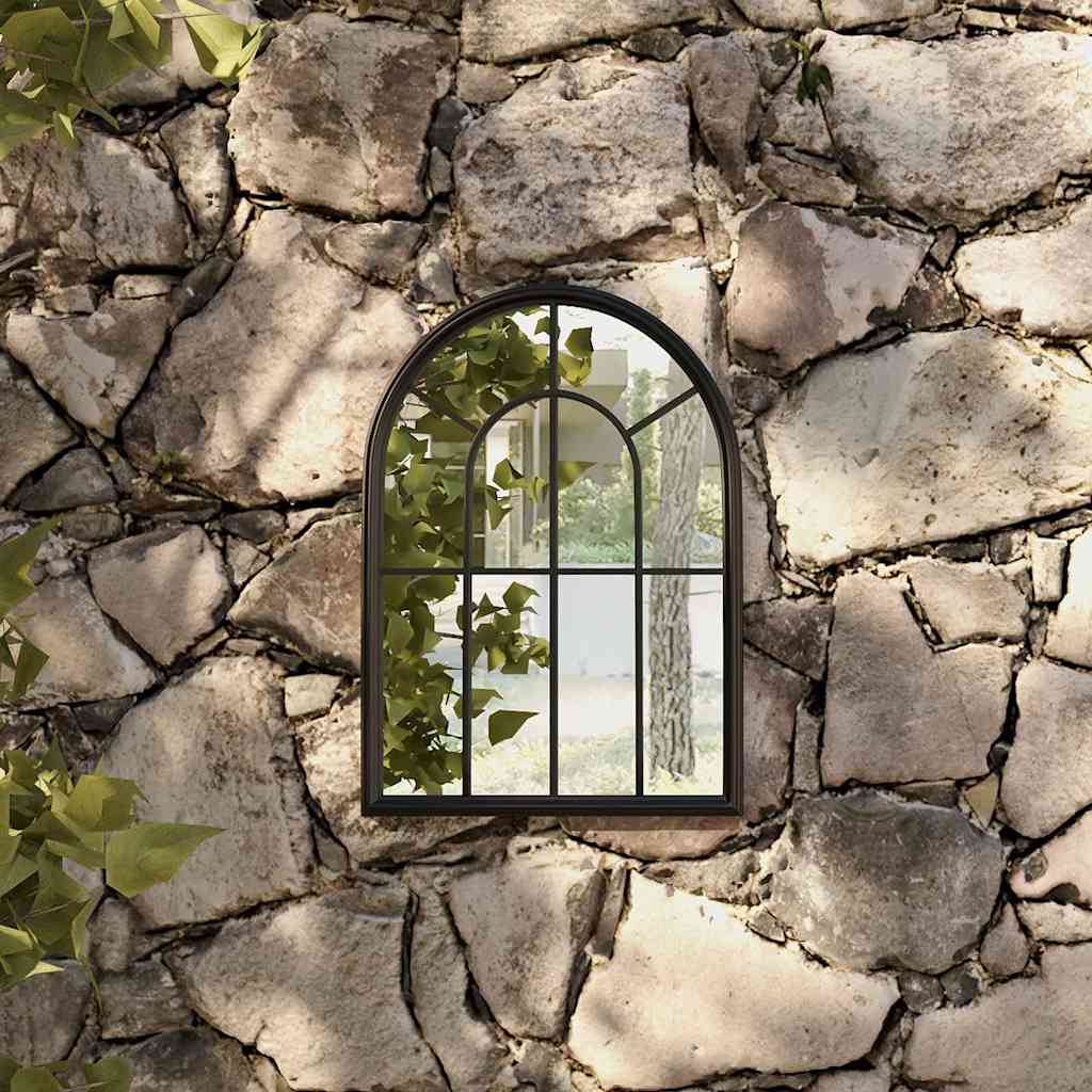 Garden Mirror | Black | Iron, Glass | Medium | Decorative Inlays