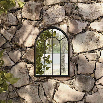 Garden Mirror | Black | Iron, Glass | Medium | Decorative Inlays