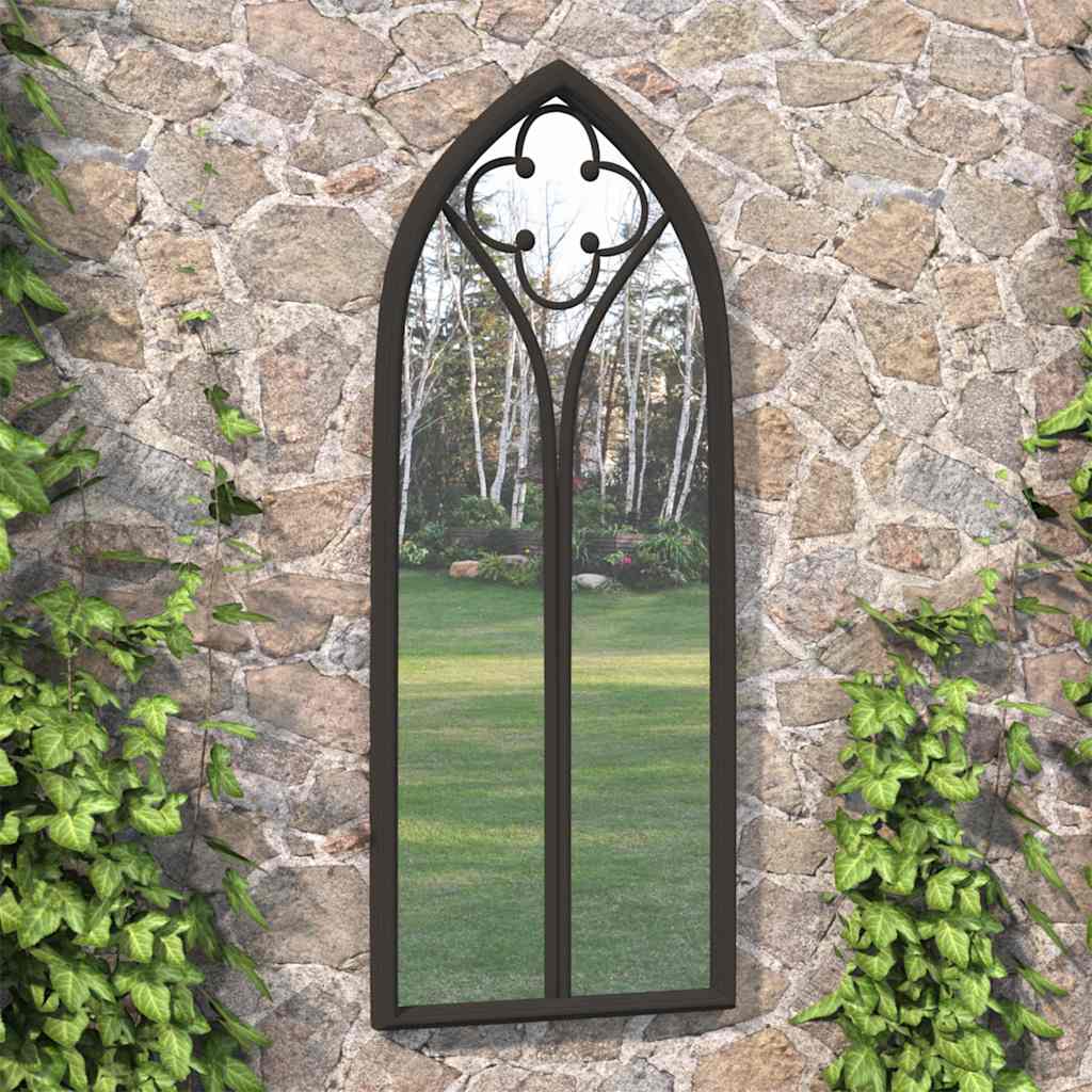 Garden Mirror | Black | Iron, glass | Medium |  Decorative Inlays
