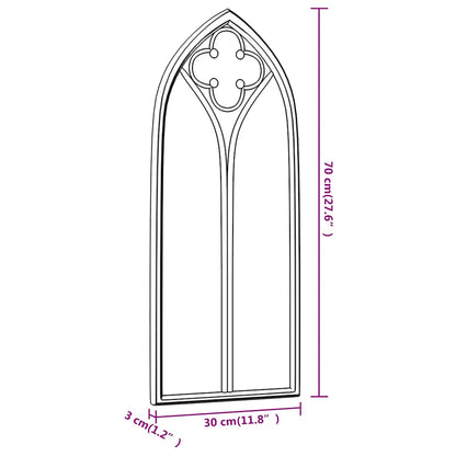 Garden Mirror | Black | Iron, Glass | 70x30 cm | Decorative inlays