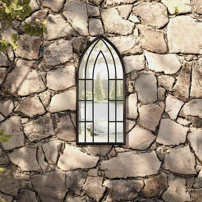 Garden Mirror | Black | Iron, Glass | 70x30 cm | Decorative Inlays